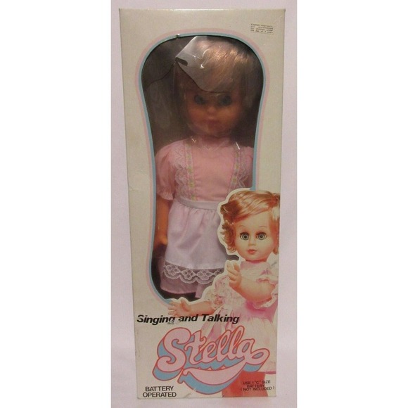 Vintage TM Toys Stella Doll Plastic Cute Cherry Blonde Big Eyes Pink Dress 17in - Picture 3 of 14